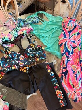 Lilly Pulitzer Colorful Floral Active Leggings Tank,Sports Bra and Headband